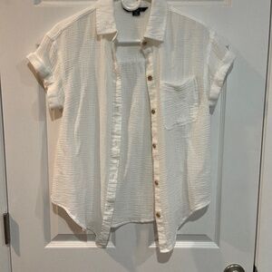 Stitch Star White 100% Cotton Button Down Cover Up